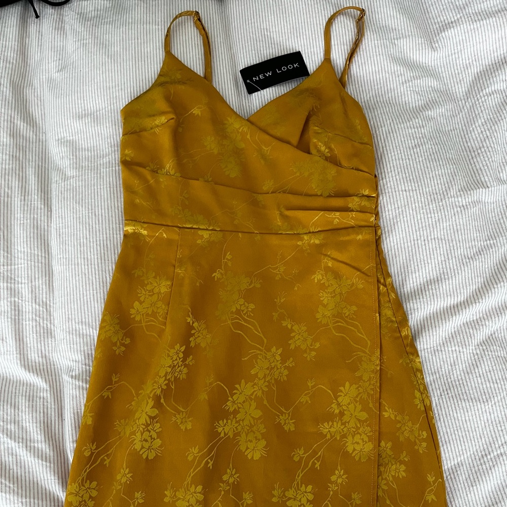 New look gold midi dress with slit